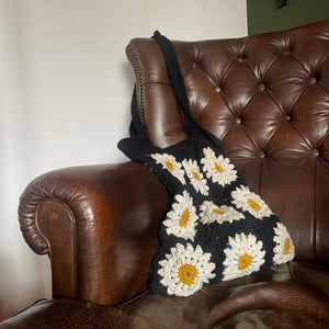 Daisy Hand Crocheted Tote Bag