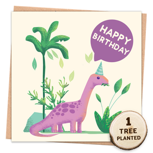 Eco Friendly Card & Bee Seed Gift. Happy Birthday Dinosaur: Naked