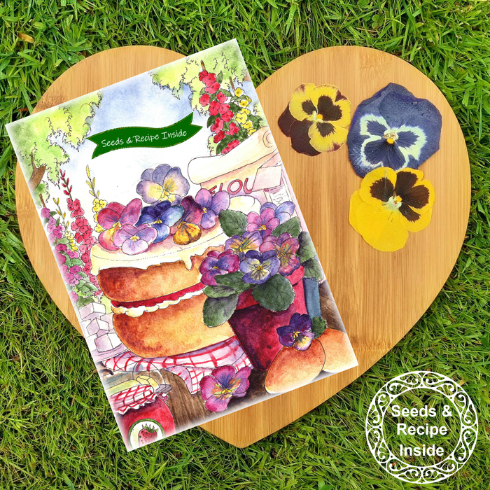 Strawberry & Pansy Cake Seeds greetings card