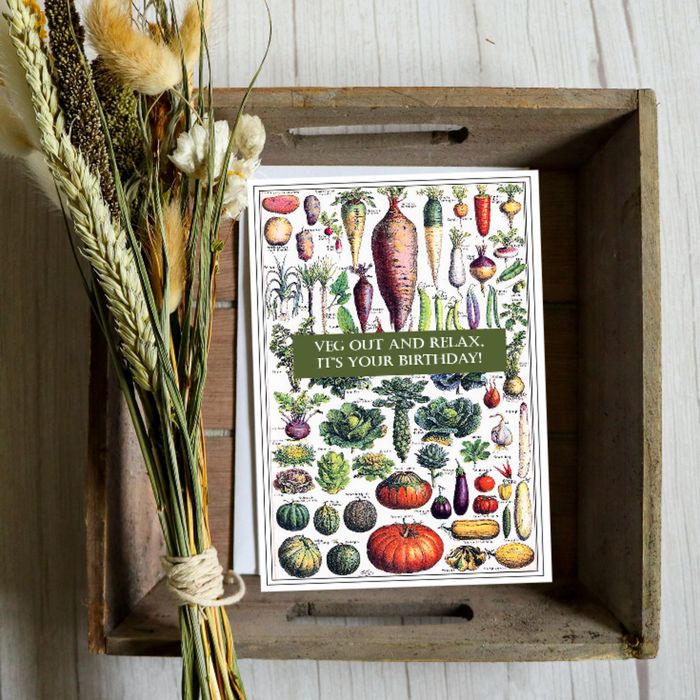 Vintage Veg Seeds Birthday Card