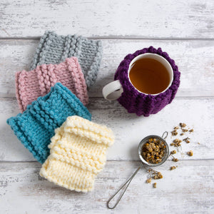 Wool Couture Company - Beginner Ribbed Cup Cosy Knitting Kit: Slate Grey